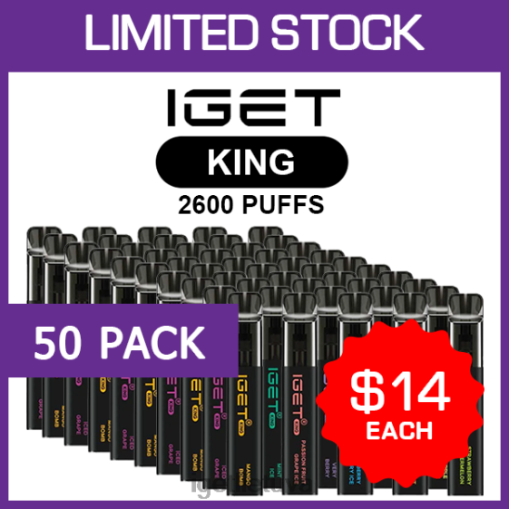 IGET Bar Online king - 2600 išpūtimų - 50 pak 2XH86502