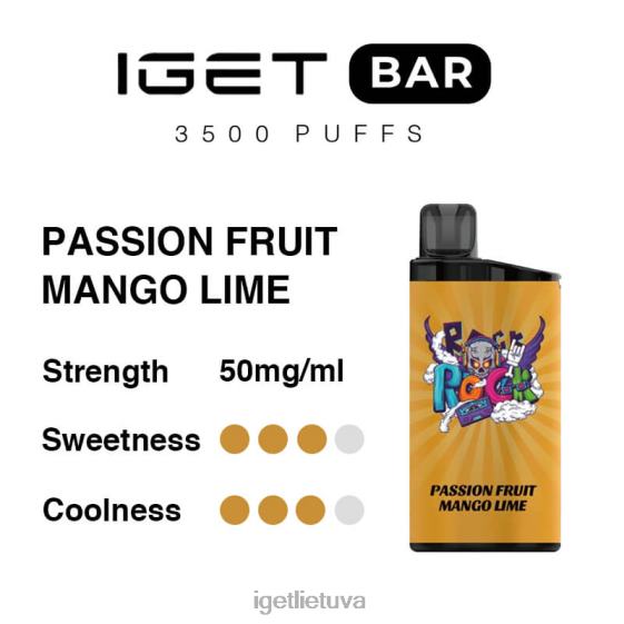 IGET Vape Flavours juosta 3500 įkvėpimų 2XH86281 pasifloros mango liepa