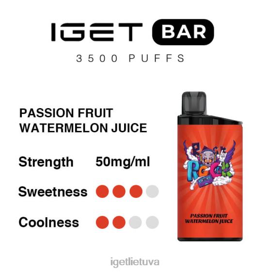IGET Vape juosta 3500 įkvėpimų 2XH86289 aistros vaisių arbūzų sultys