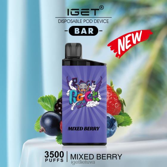 IGET Vapes Online baras - 3500 išpūtimų 2XH86487 mišrios uogos