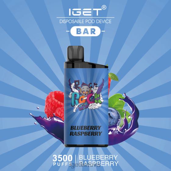 IGET Vape baras - 3500 išpūtimų 2XH86618 mėlynių aviečių ledukai