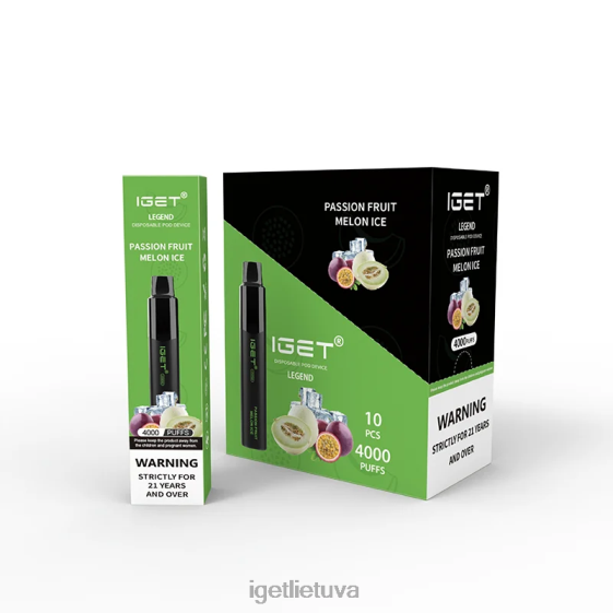 IGET Vape legend 4000 puffs 2XH86334 pasifloros vaisiaus meliono ledas