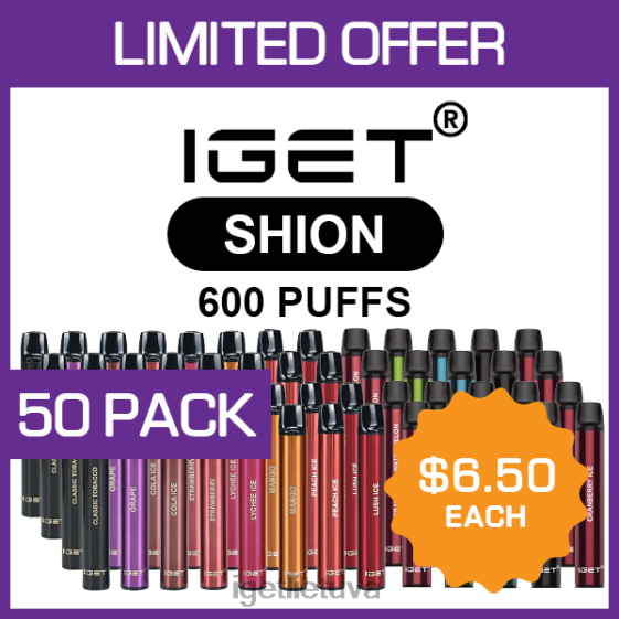IGET Cheapest Vape shion - 600 įpūtimų - 50 pak 2XH86505