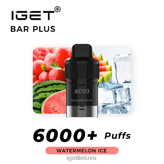IGET Vapes Online bar plus pod 6000 įkvėpimų 2XH86272 arbūzų ledas