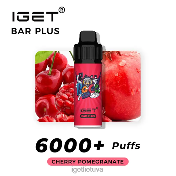 IGET Vape Flavours baras be nikotino ir vape rinkinys 2XH86371 vyšnių granatas
