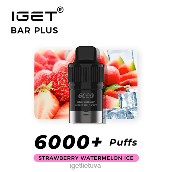 IGET Cheapest Vape batonėlis be nikotino ir 6000 įkvėpimų 2XH86377 braškių arbūzų ledukai